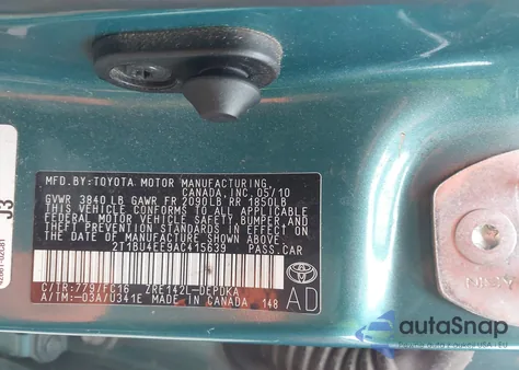 2010 Toyota Corolla Le from USA, damaged, VIN 2T1BU4EE9AC415639